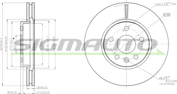 SIGMAUTO DBB869V - Тормозной диск autospares.lv