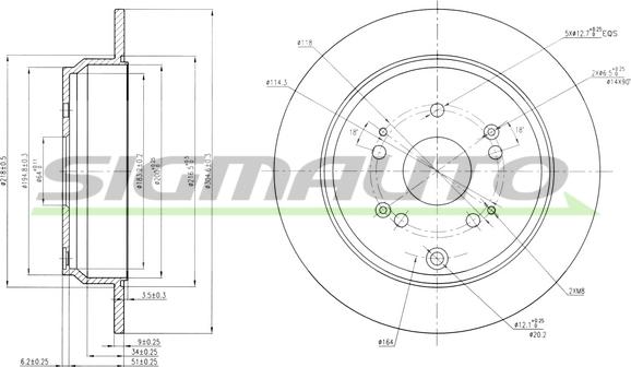 SIGMAUTO DBB860S - Тормозной диск autospares.lv