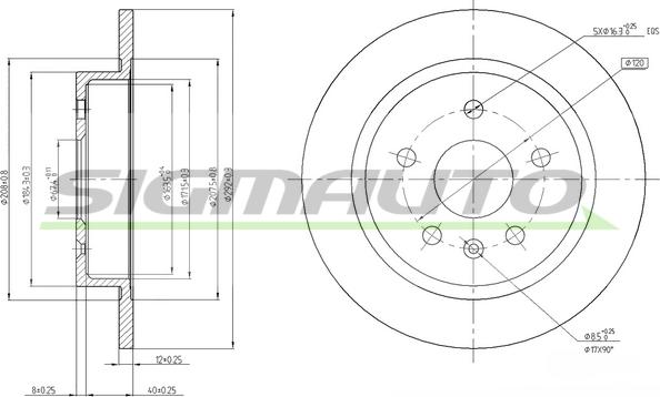 SIGMAUTO DBB804S - Тормозной диск autospares.lv