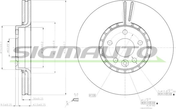 SIGMAUTO DBB801V - Тормозной диск autospares.lv