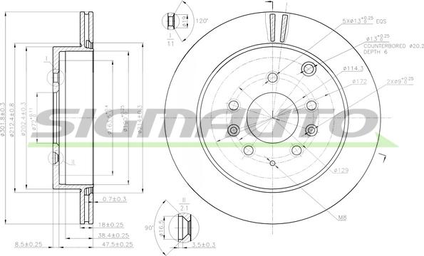 SIGMAUTO DBB819V - Тормозной диск autospares.lv