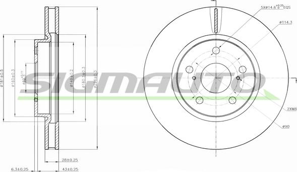 SIGMAUTO DBB814V - Тормозной диск autospares.lv