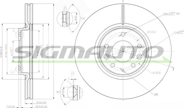 SIGMAUTO DBB880V - Тормозной диск autospares.lv