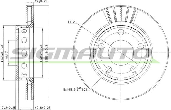 SIGMAUTO DBB887V - Тормозной диск autospares.lv