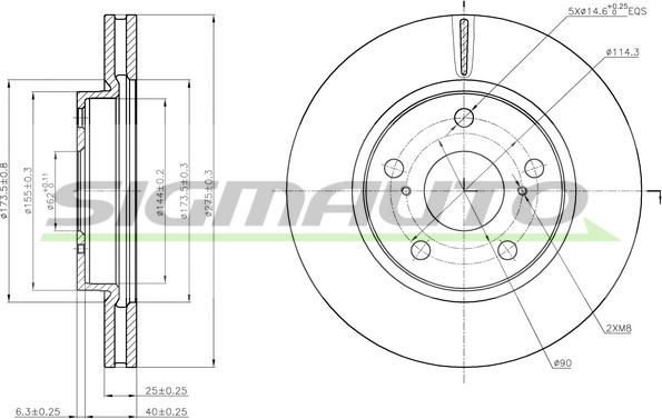 SIGMAUTO DBB838V - Тормозной диск autospares.lv