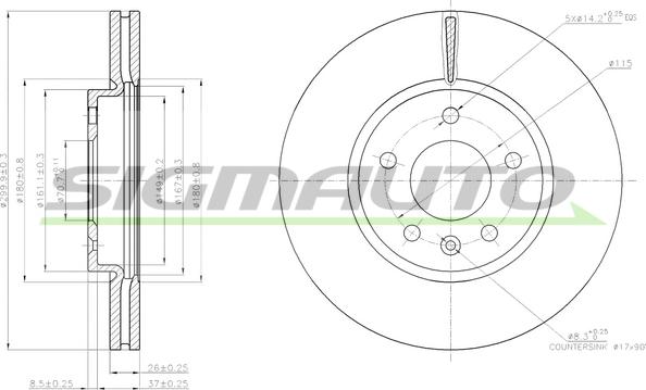 SIGMAUTO DBB870V - Тормозной диск autospares.lv