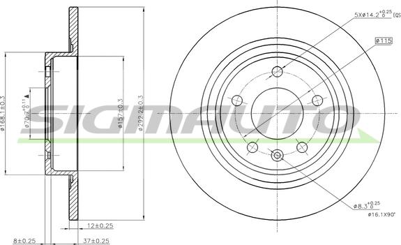 SIGMAUTO DBB871S - Тормозной диск autospares.lv