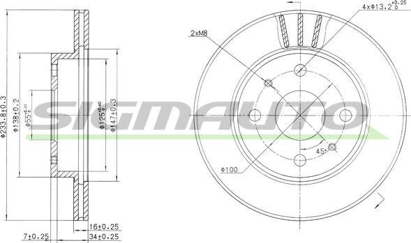 SIGMAUTO DBB394V - Тормозной диск autospares.lv