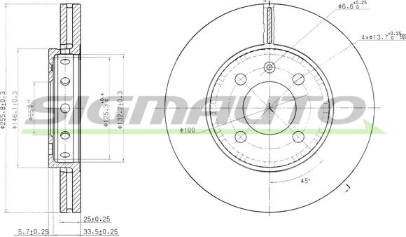 SIGMAUTO DBB365V - Тормозной диск autospares.lv