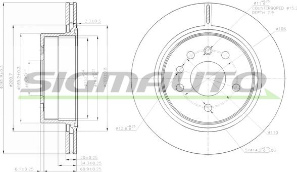 SIGMAUTO DBB366V - Тормозной диск autospares.lv