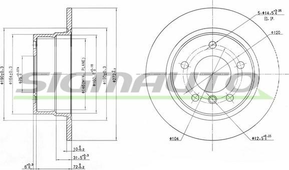 SIGMAUTO DBB361S - Тормозной диск autospares.lv