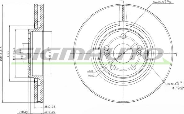 SIGMAUTO DBB368V - Тормозной диск autospares.lv