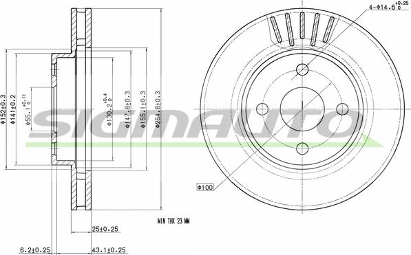 SIGMAUTO DBB309V - Тормозной диск autospares.lv