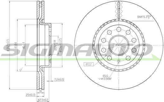 SIGMAUTO DBB305V - Тормозной диск autospares.lv