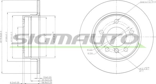 SIGMAUTO DBB303S - Тормозной диск autospares.lv