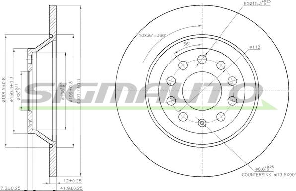 SIGMAUTO DBB307S - Тормозной диск autospares.lv