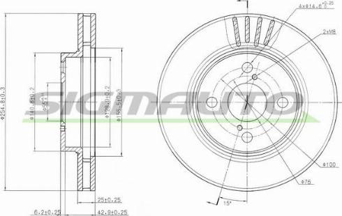 SIGMAUTO DBB314V - Тормозной диск autospares.lv