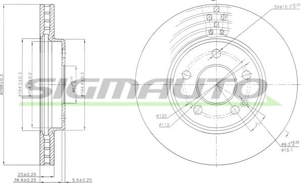 SIGMAUTO DBB316V - Тормозной диск autospares.lv