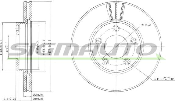 SIGMAUTO DBB311V - Тормозной диск autospares.lv