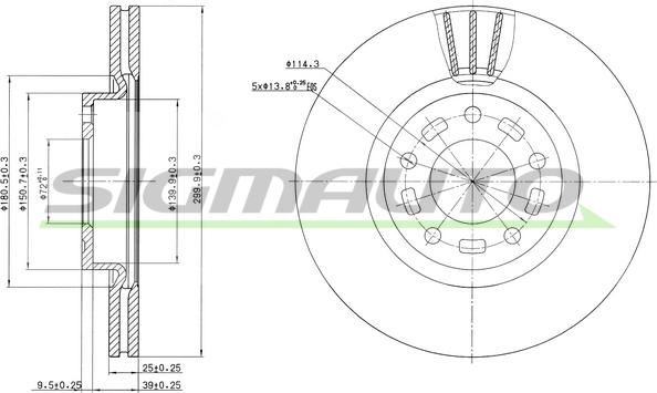 SIGMAUTO DBB312V - Тормозной диск autospares.lv