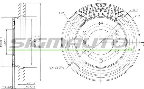 SIGMAUTO DBB384V - Тормозной диск autospares.lv