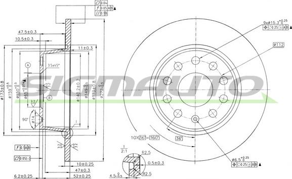 SIGMAUTO DBB328S - Тормозной диск autospares.lv