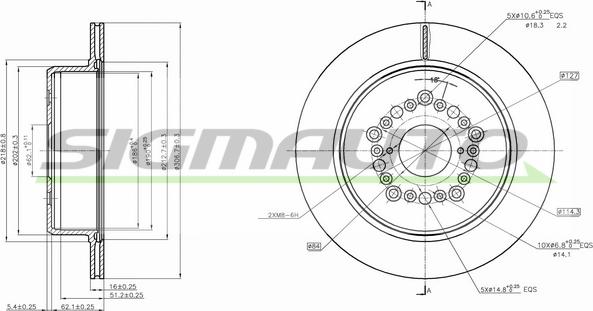 SIGMAUTO DBB375V - Тормозной диск autospares.lv