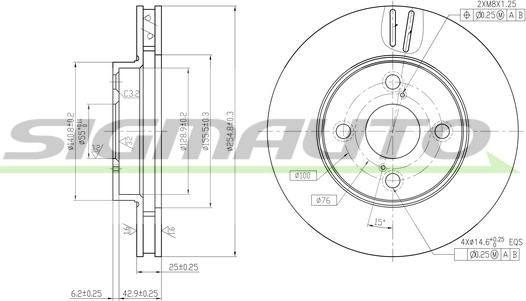 SIGMAUTO DBB294V - Тормозной диск autospares.lv