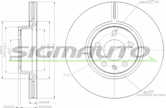 SIGMAUTO DBB291V - Тормозной диск autospares.lv