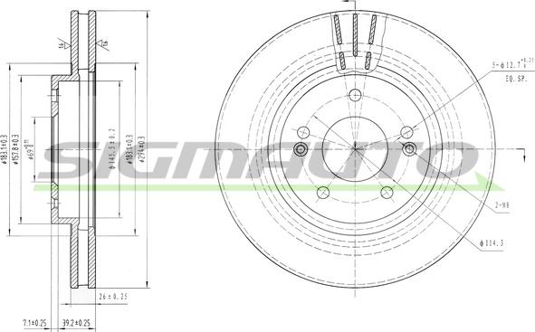 SIGMAUTO DBB292V - Тормозной диск autospares.lv