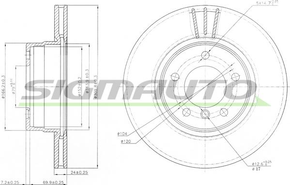 SIGMAUTO DBB241V - Тормозной диск autospares.lv