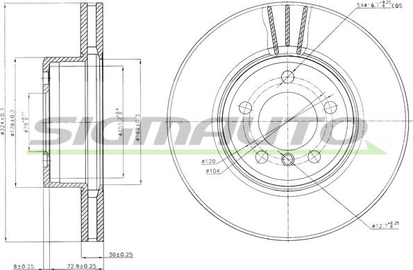 SIGMAUTO DBB243V - Тормозной диск autospares.lv