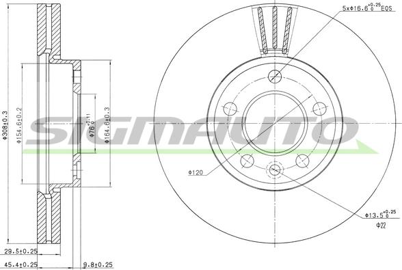 SIGMAUTO DBB253V - Тормозной диск autospares.lv