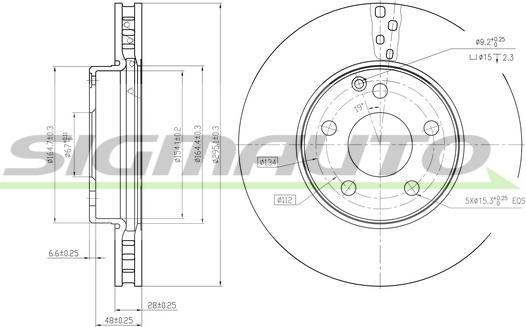 SIGMAUTO DBB252V - Тормозной диск autospares.lv