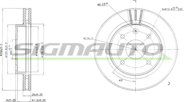 SIGMAUTO DBB257V - Тормозной диск autospares.lv