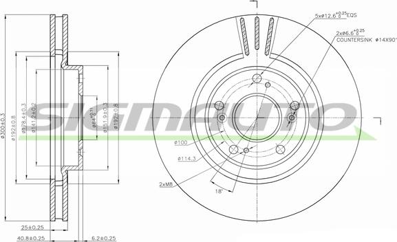 SIGMAUTO DBB266V - Тормозной диск autospares.lv