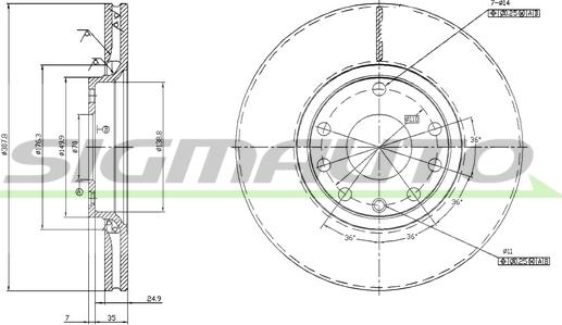 SIGMAUTO DBB261V - Тормозной диск autospares.lv