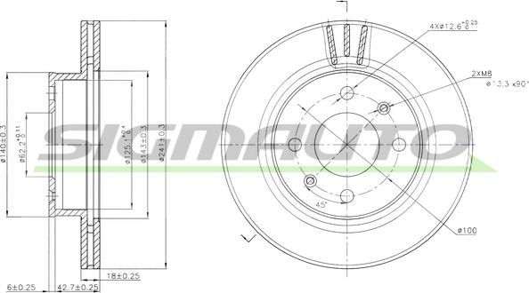 SIGMAUTO DBB268V - Тормозной диск autospares.lv