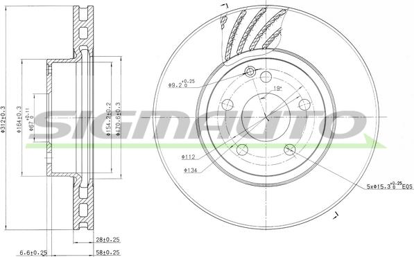 SIGMAUTO DBB263V - Тормозной диск autospares.lv