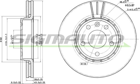 SIGMAUTO DBB204V - Тормозной диск autospares.lv