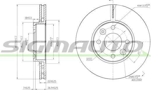 SIGMAUTO DBB201V - Тормозной диск autospares.lv