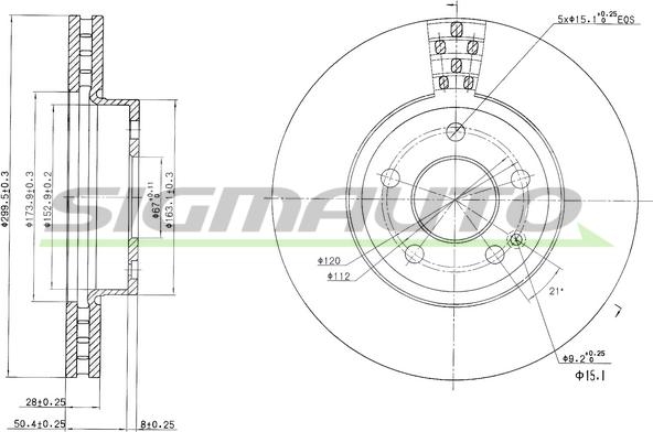 SIGMAUTO DBB203V - Тормозной диск autospares.lv