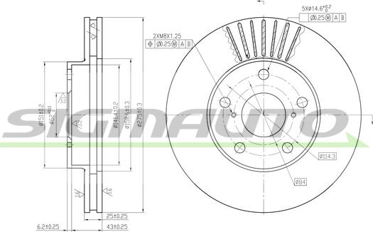 SIGMAUTO DBB216V - Тормозной диск autospares.lv