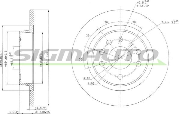 SIGMAUTO DBB288S - Тормозной диск autospares.lv