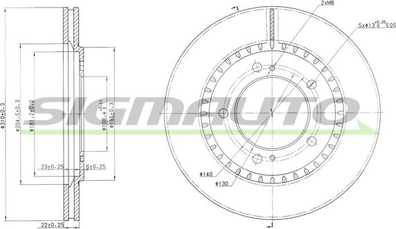 SIGMAUTO DBB282V - Тормозной диск autospares.lv