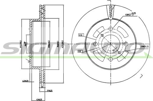 SIGMAUTO DBB287V - Тормозной диск autospares.lv