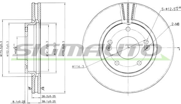 SIGMAUTO DBB239V - Тормозной диск autospares.lv