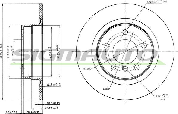 SIGMAUTO DBB230S - Тормозной диск autospares.lv