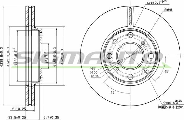 SIGMAUTO DBB231V - Тормозной диск autospares.lv