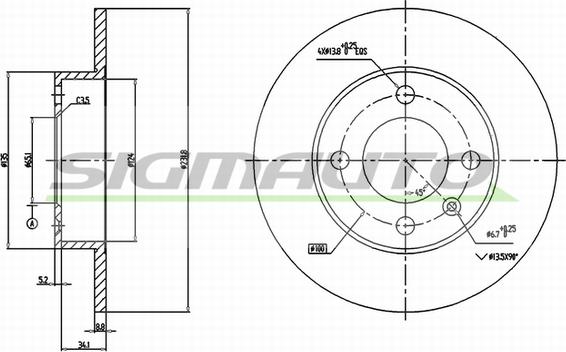 SIGMAUTO DBB233S - Тормозной диск autospares.lv